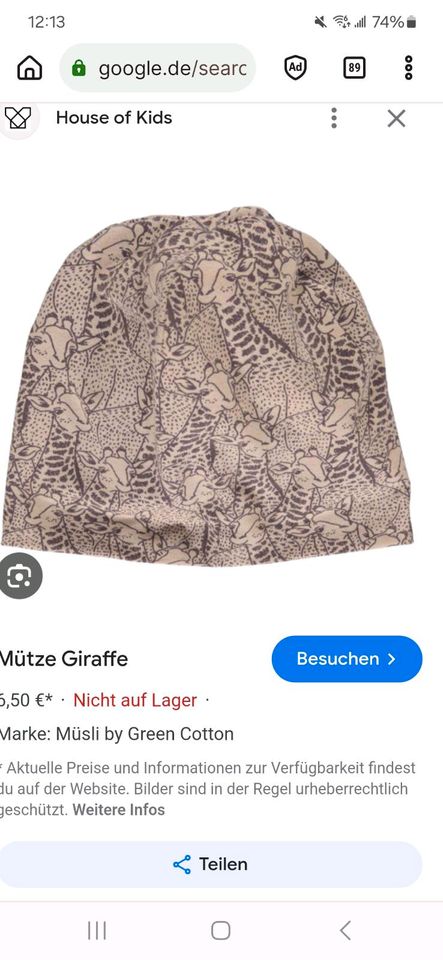 SUCHE Giraffen Beanie von Müsli in Berlin