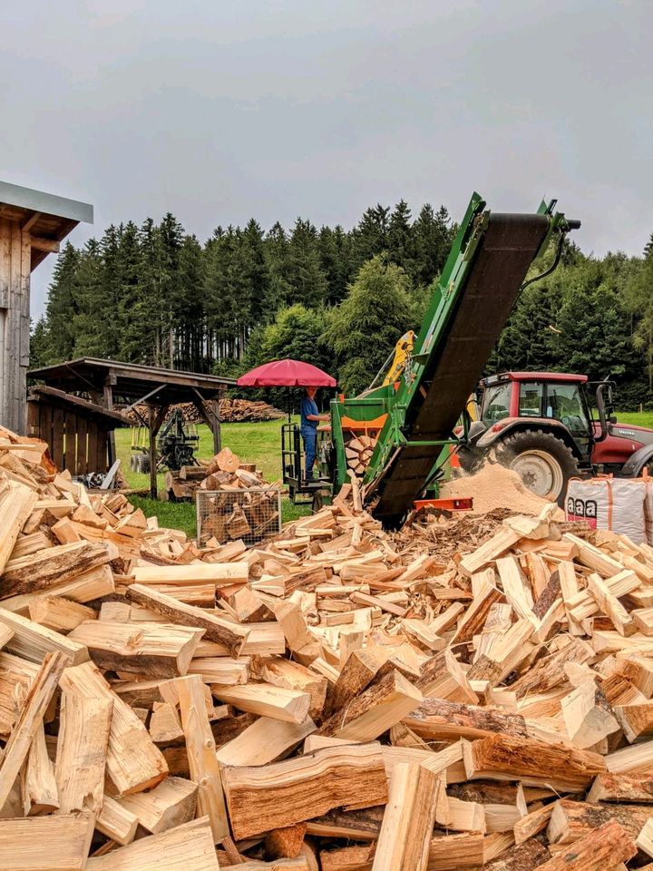 Brennholz, mobiles Lohnspalten, Sägespaltautomat Posch K540 mobil in Bernbeuren