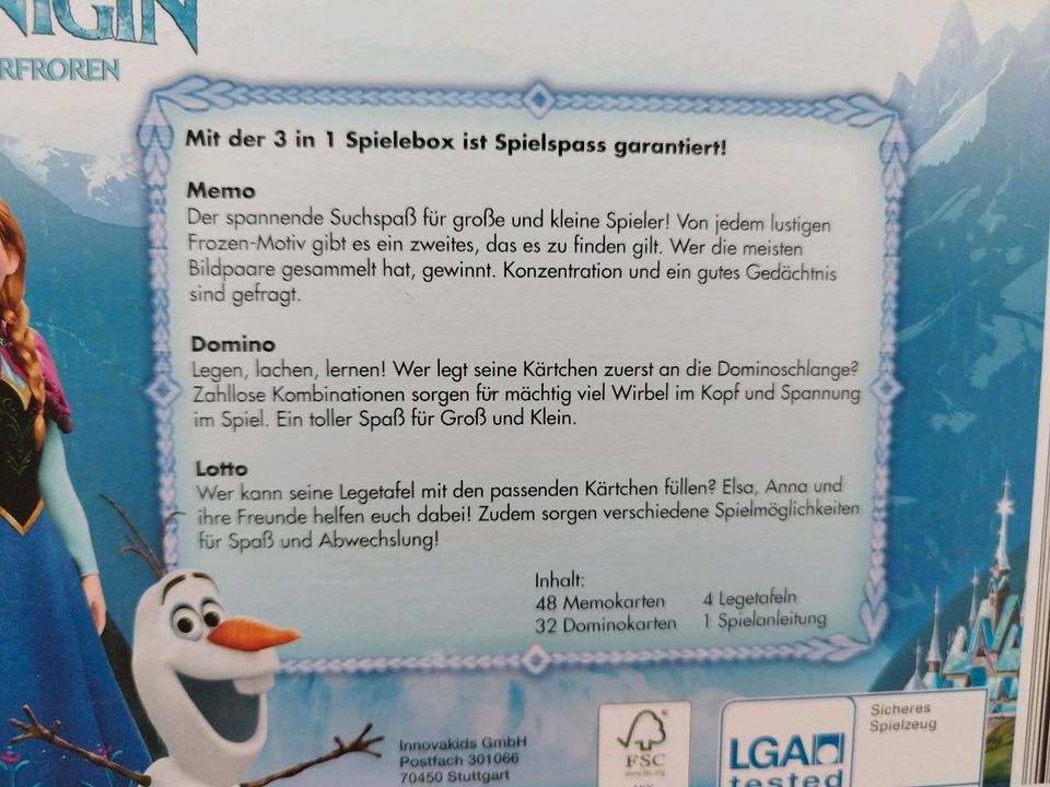 3x Eiskönigin Spiel ab 3 Jahren memory, Lotto und Domino in Büttelborn