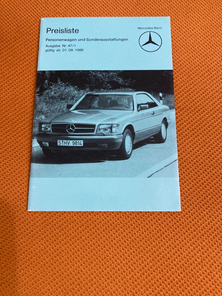 Preisliste/Prospekt Mercedes 1986 in Burbach