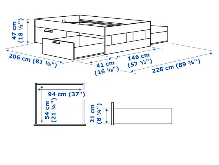 IKEA Bett BRIMNES mit Lattenrost und Matratze in Roßhaupten
