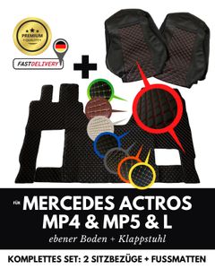 VIP Schonbezüge Sitzbezüge Kunstleder - Stoff für LKW Mercedes Actros MP5  Klappbarer Sitz Braun
