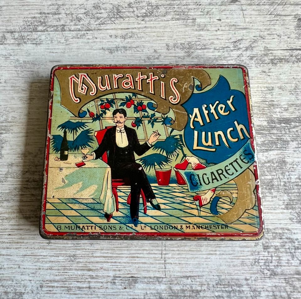 Murattis, After Lunch, London, Cigarettendose, Blechdose,ca. 1920 in Steinheim