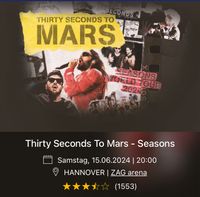 Thirty Seconds To Mars -Seasons *2 Karten *Sa, 15.06.24 *Hannover Niedersachsen - Burgdorf Vorschau