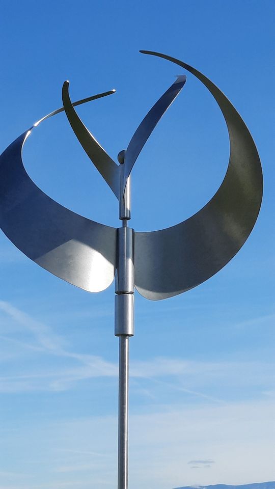 Windspiel / Windrad "Doppelquirly" aus Edelstahl + Aluminium in Bötzingen