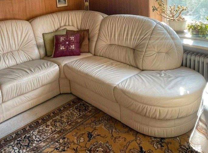 LEDERSOFA Wohnlandschaft U Couch LEDER Ottomane Hocker variabel in Ammersbek