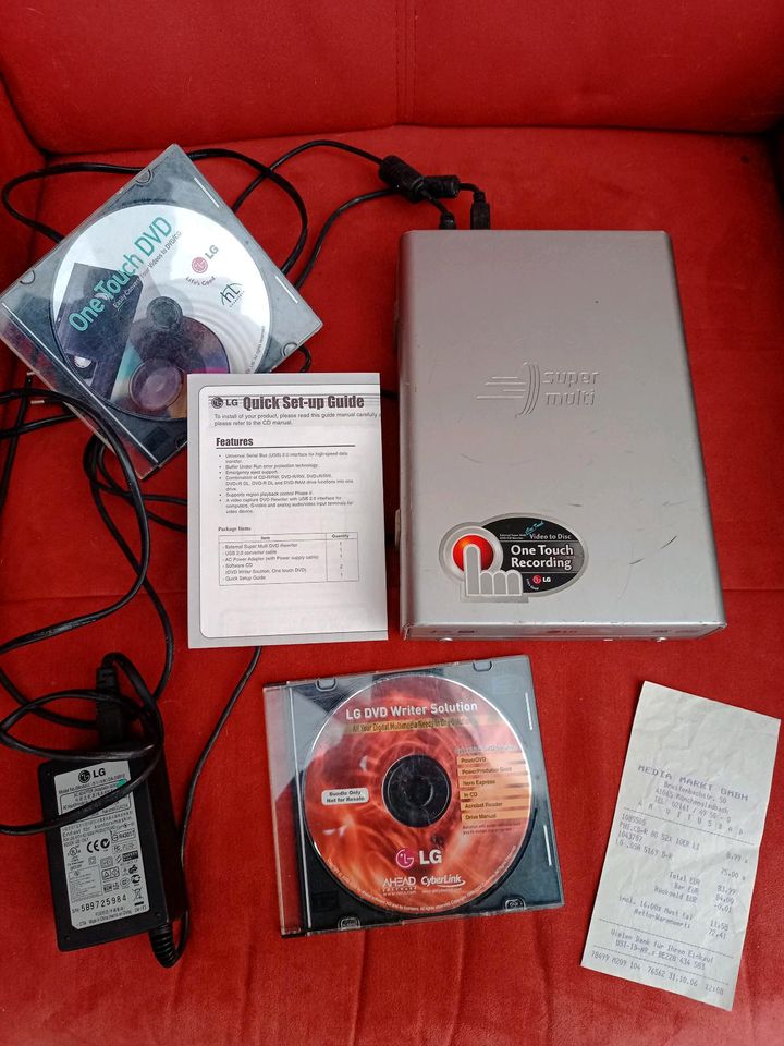 LG super multi externer DVD Brenner mit one Touch recording in Mönchengladbach