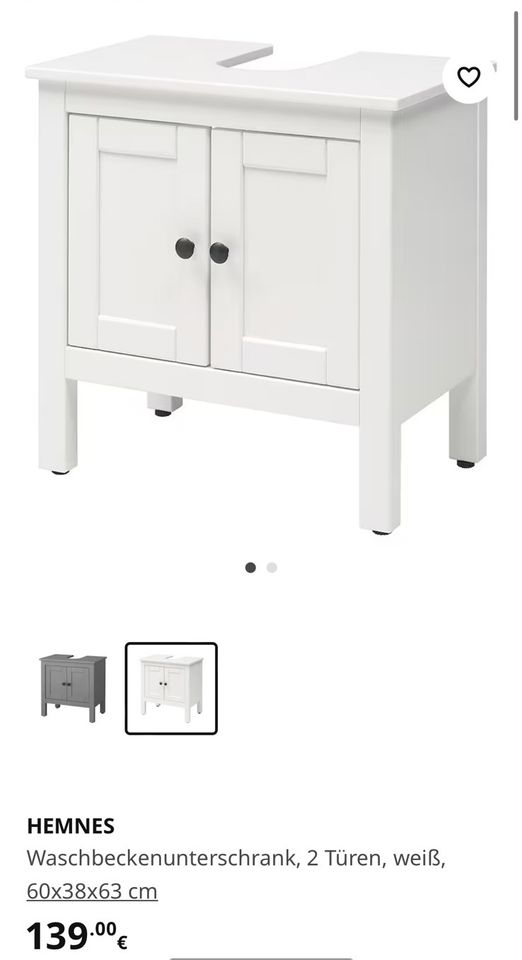 IKEA HEMNES Waschbeckenunterschrank weiß | wie neu in Mildstedt