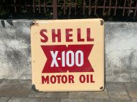 Emailschild 1952 Shell X-100 Motor oil schild oel garage pumpe Brandenburg - Bad Liebenwerda Vorschau
