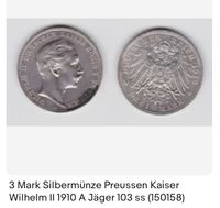 3 Mark Silbermünze Preussen Kaiser Wilhelm II 1910 A Jäger 103 ss Aachen - Kornelimünster/Walheim Vorschau