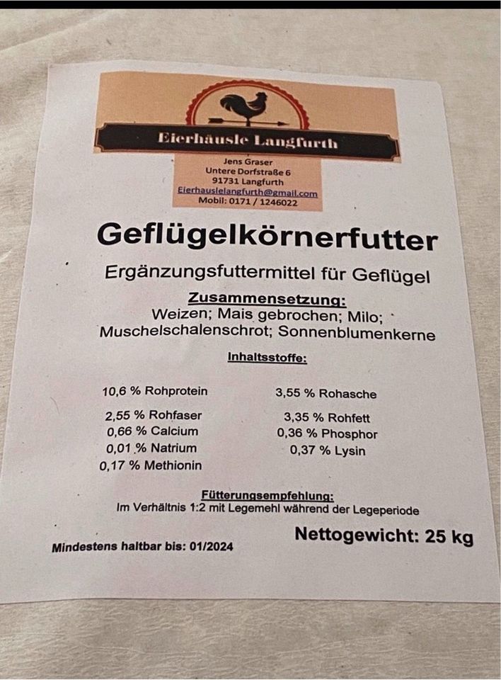 Geflügel Hühnerfutter 25kg in Langfurth