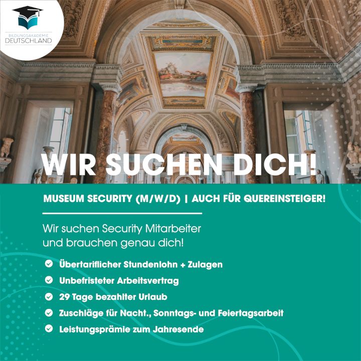 Security fürs Museum (m/w/d)!| AUCH für Quereinsteiger|job|security|quereinsteiger|sicherheitsmitarbeiter|vollzeit in Herne