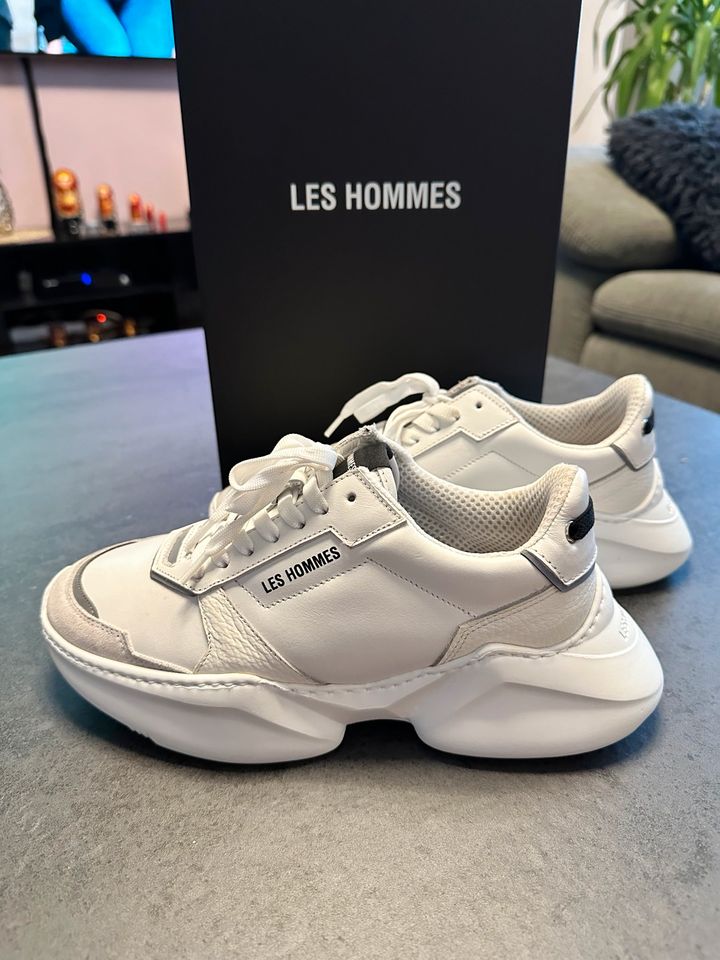 Les Hommes Sneakers Herren Leder Weiß Herren Schuhe Leder Gr.37 in Moers