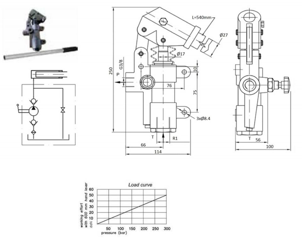 Handpumpe 20cm³ Hydraulik Hydraulikpumpe Kipper einfachwirkend in Ovelgönne