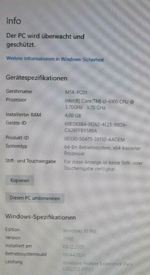 Pc Lenovo S510 Intel I3 in Zell unter Aichelberg