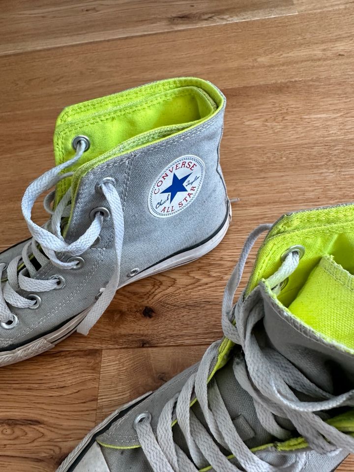 Converse Chucks grau/neon gebraucht Größe 5 Herren (37,5 EUR) in Bochum