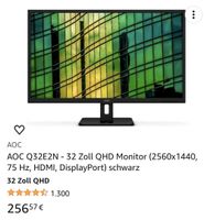 AOC Q32E2N - 32 Zoll QHD Monitor (2560x1440, 75 Hz, HDMI, Display Niedersachsen - Braunschweig Vorschau