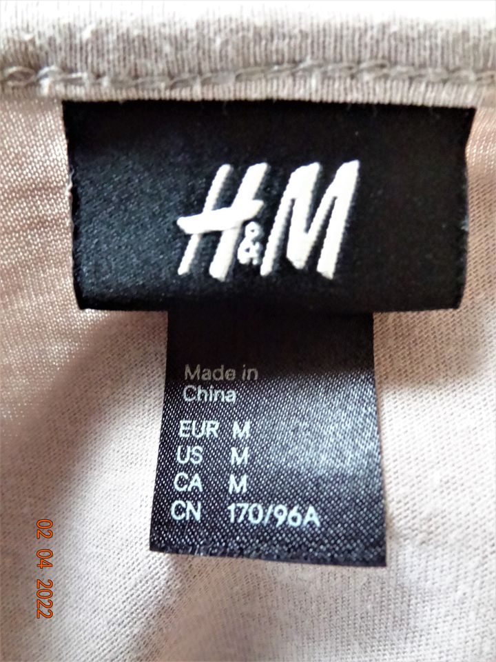 TOLLES H&M LONG TOP SHIRT MINI KLEID TAUBE BAUMWOLLE GR.38/40/42 in Mechenhard