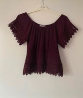 Pull&Bear schulterfreie Bluse in bordeauxrot lila Nordrhein-Westfalen - Coesfeld Vorschau