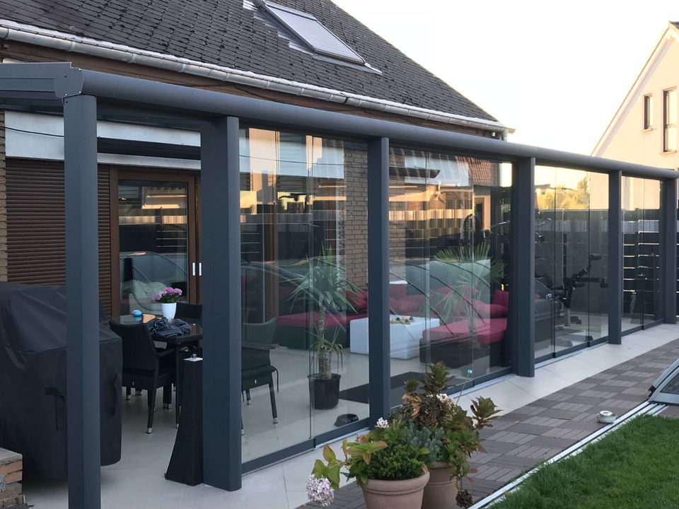 TERRASSENÜBERDACHUNG ALU PREMIUM ANTHRAZIT MIT 8MM VSG GLAS in Eberstadt