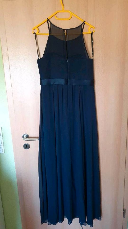 Festliches Kleid bodenlang blau mit Schultertuch/ Schal Größe 40 in Rickenbach