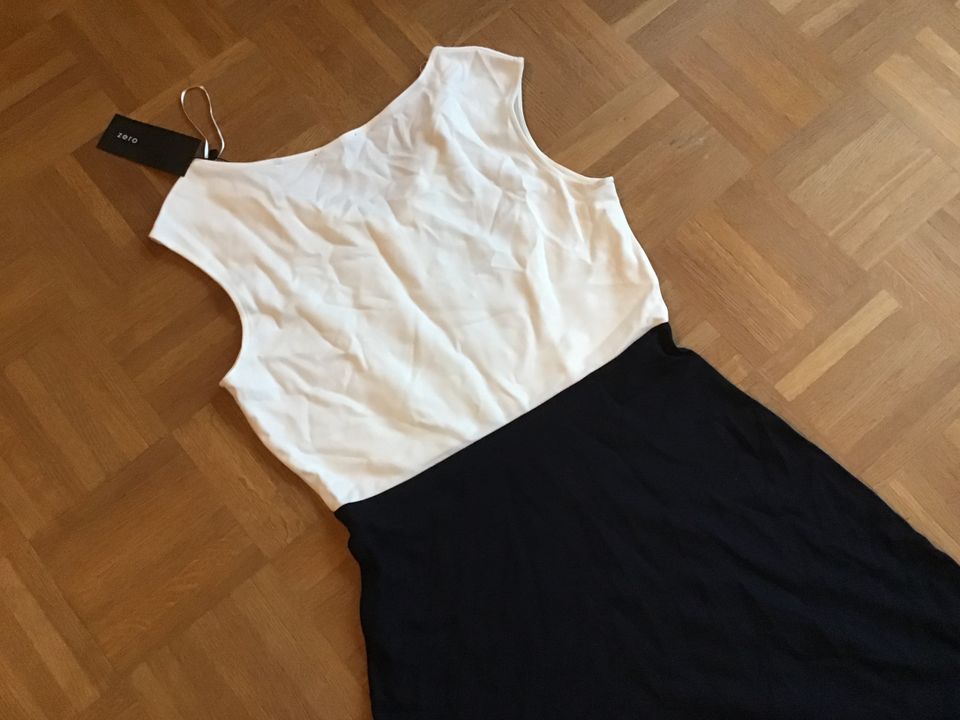 Elegantes Kleid von Zero weiß dunkelblau Perle Konfirmation Gr 40 in Diepholz