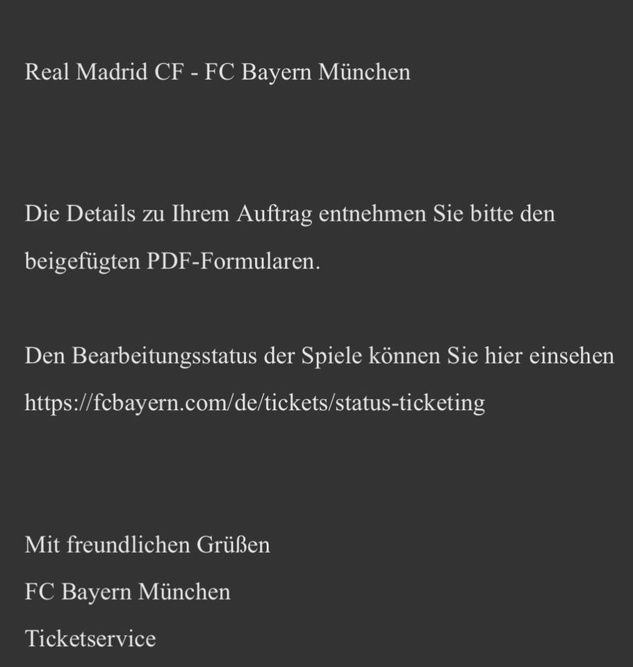 SUCHE Real Madrid - Bayern Gäste Auswärts Tickets in München