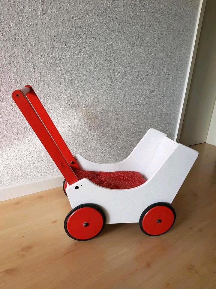 HABA Kinder Puppenwagen rot-weiss Massivholz in Samtens