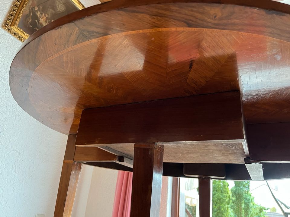 Biedermeier Tisch Wandtisch Halbrund Klappbar Intarsien Nußbaum in Germersheim