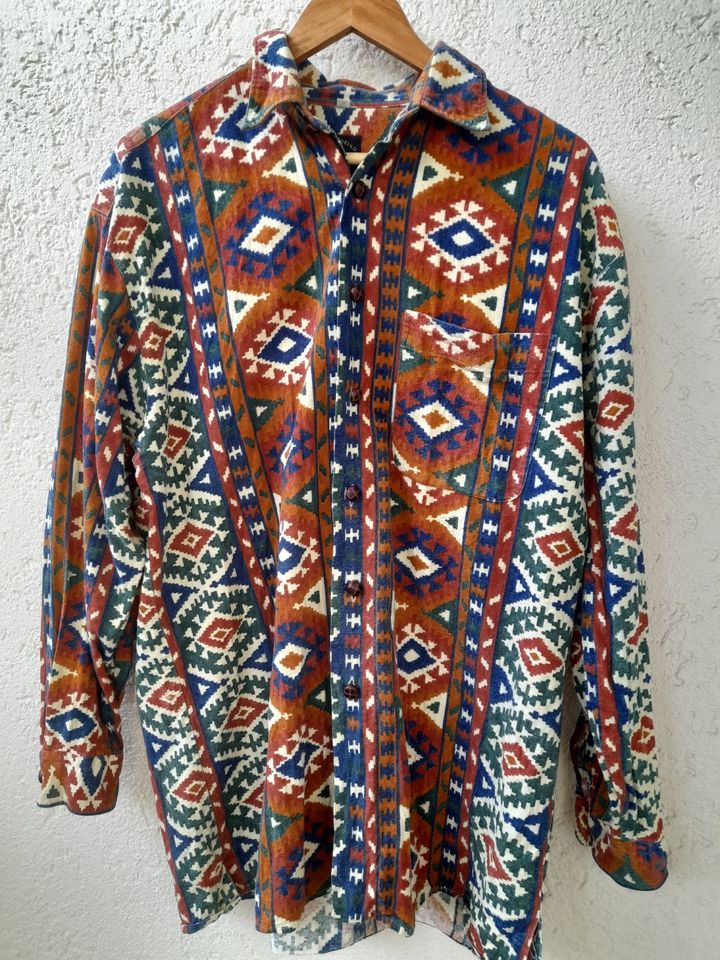 Atelier Torino Vintage Hemd 80er Aztec Ethno Muster Gr L in Kiel