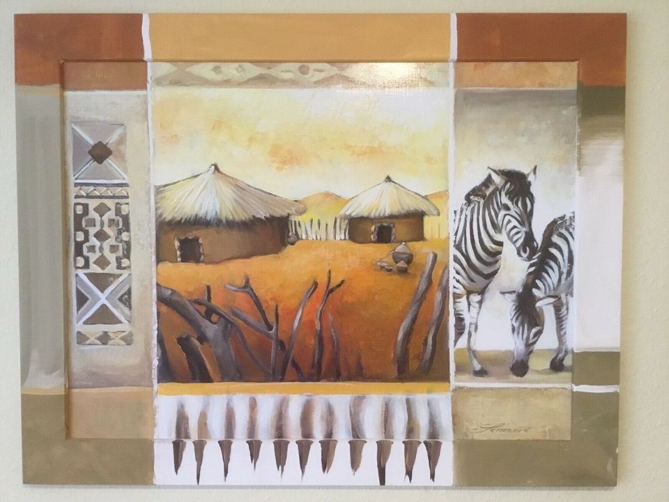 Wandbild Thema Afrika Dorf Zebra Dekoration in Köln