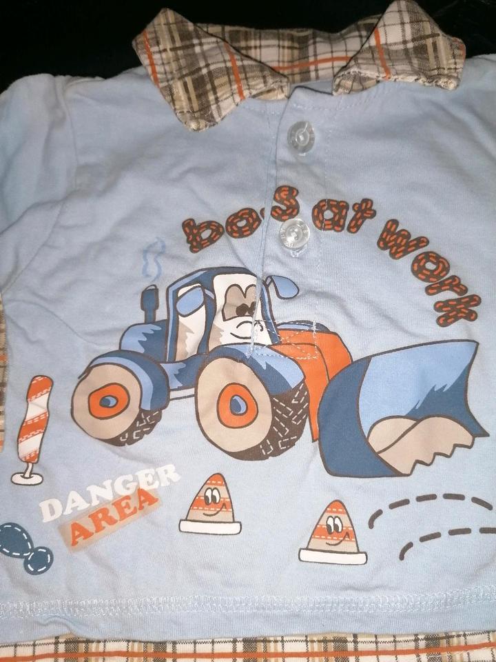 Paket 10x T-Shirt Hemd Jungen langarm 68, blau Bagger Nilpferd in Reutlingen