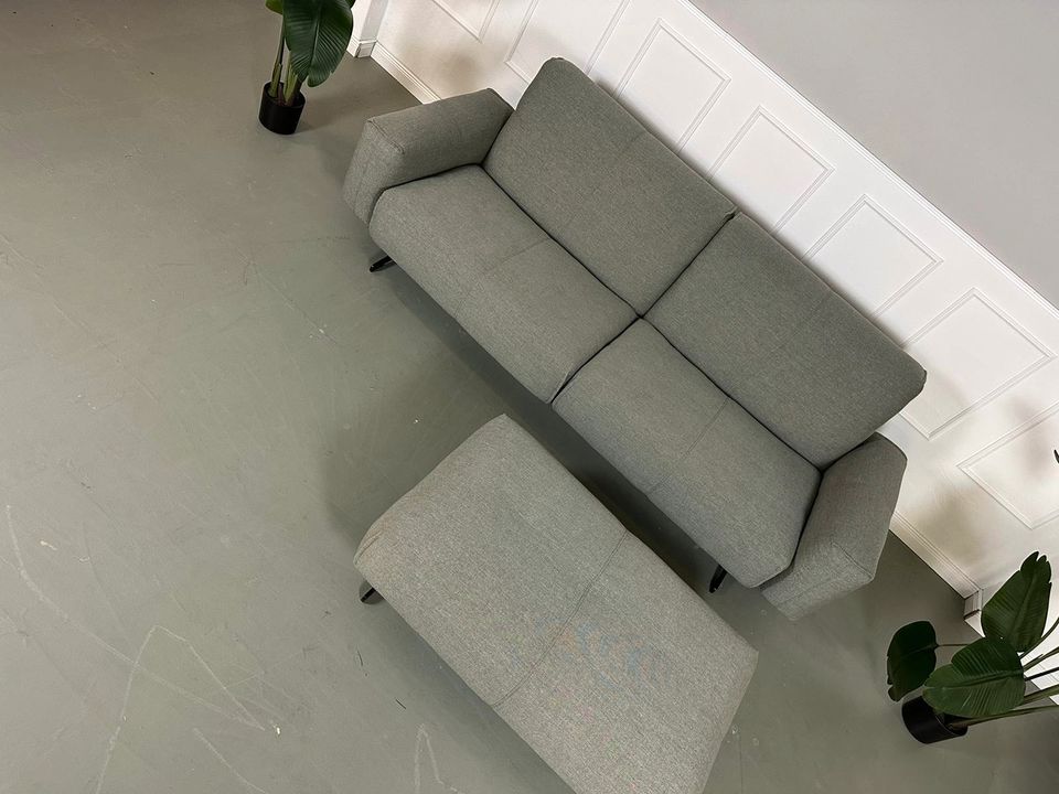 Rolf Benz 50 Stoff Grau Designer Sofa Couch + Hocker in Hamburg