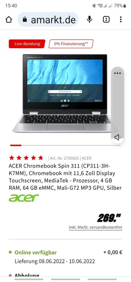 ACER Chromebook Spin 311 (CP311-3H-K7MM), Chromebook mit 11,6 Zol in Oberhausen