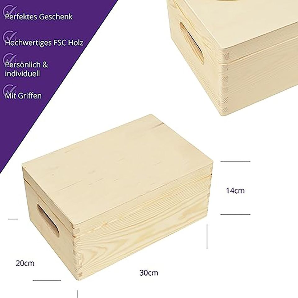 CHICCIE personalisierte Holzbox zur Geburt 30x20x14cm natur in Heiden
