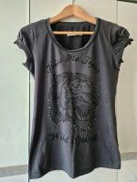 Replay T-Shirt Gr. XS/S Grau mit Tiger Steinchen Damen Baumwolle Bayern - Taufkirchen München Vorschau