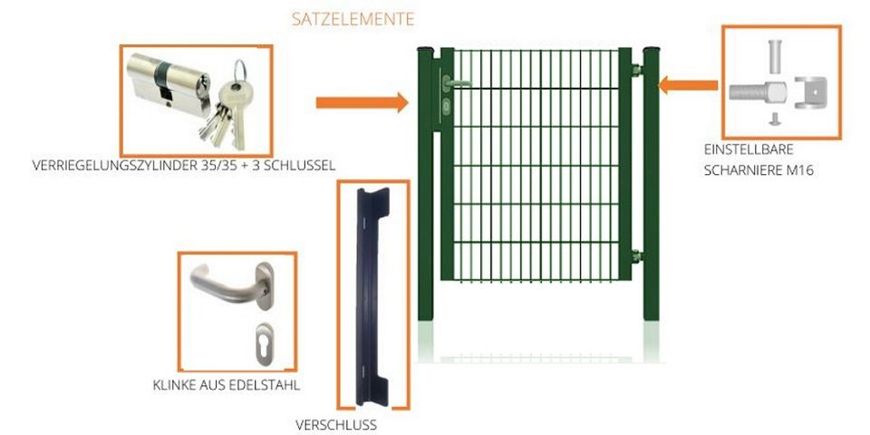 Doppelstabmattenzaun Gartentor (HxB) 2000x1320mm + Zubehör Nr.115 in Weißenfels