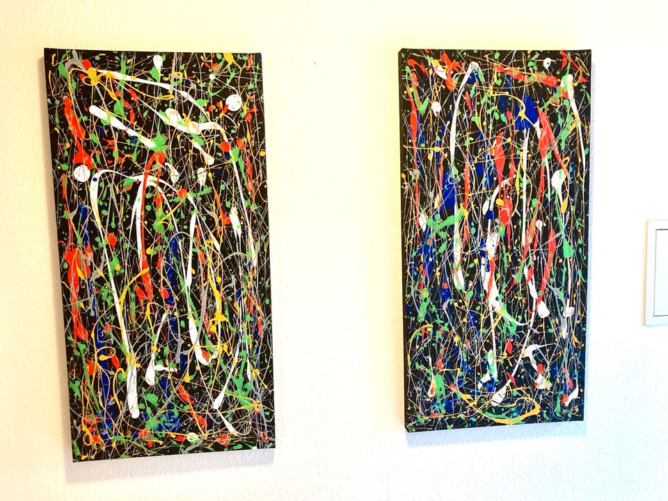 2x Acryl/ Leinwand 50x100 cm im Stil nach Jackson Pollock in Osterode am Harz