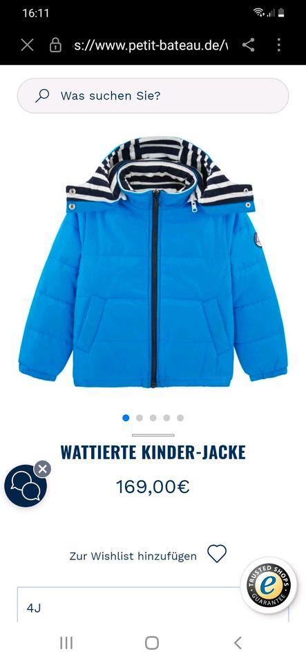 Petit Bateau Jacke Winter Gr. 104 in Gleichen