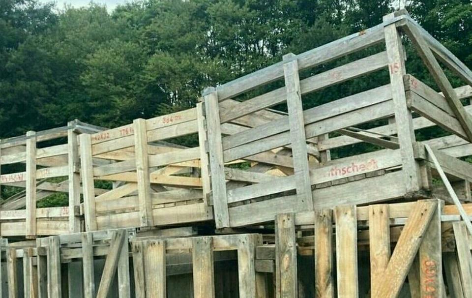 5 x Holzkisten Brennholz Holzbox Gitterbox Lager Paletten Kiste in Idar-Oberstein