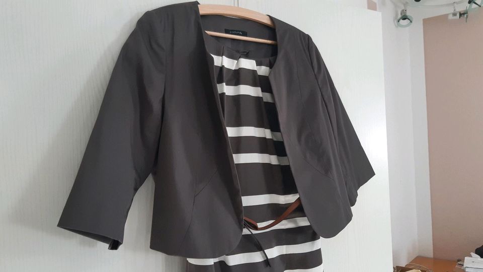 Comma Etui-Kleid mit Bolero gestreift braun creme in Ostercappeln