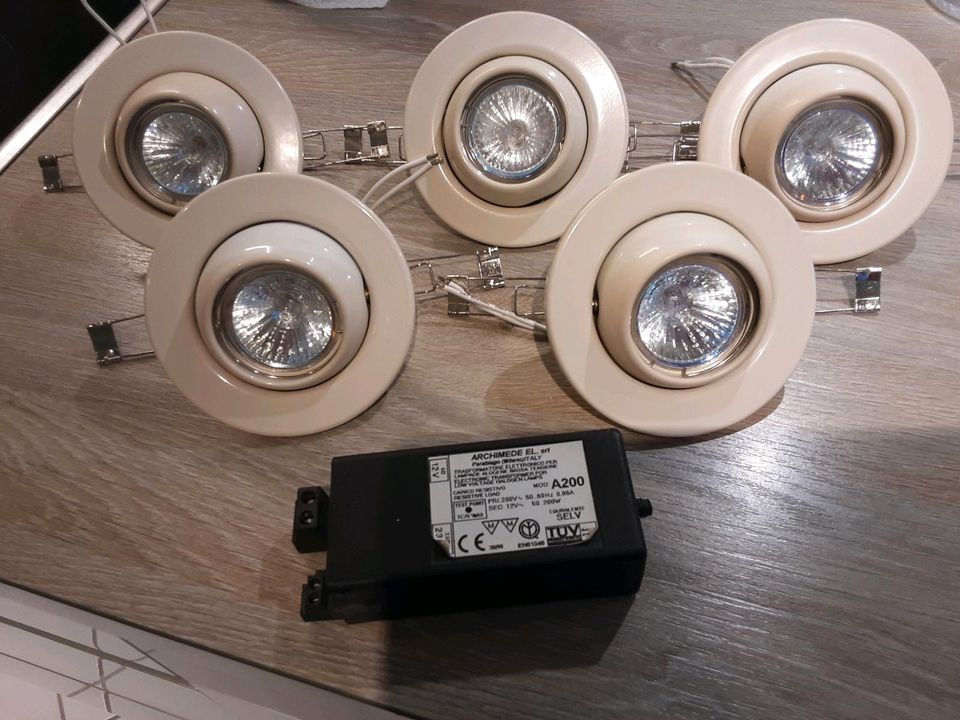 Halogen Einbauleuchten Set 5 x 20 W weiß schwenkbar Incl. Trafo in Zeitz