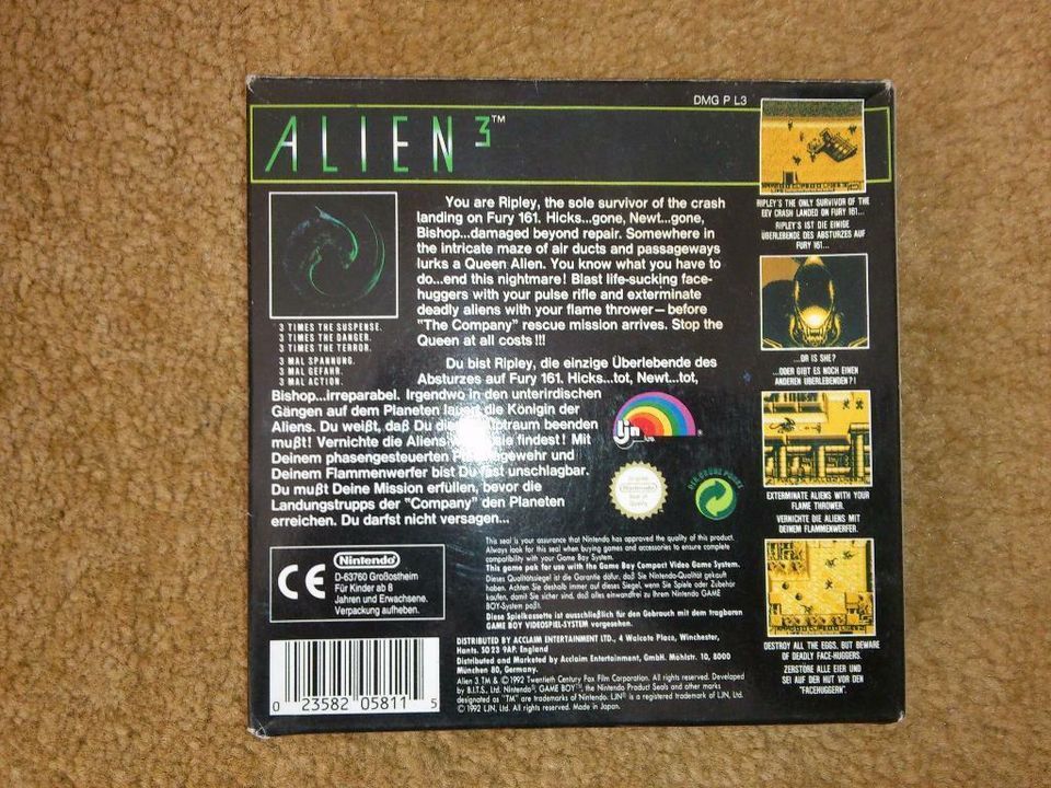 Alien 3  Spiel OVP Originalverpackung komplett  Nintendo Game Boy in Hannover