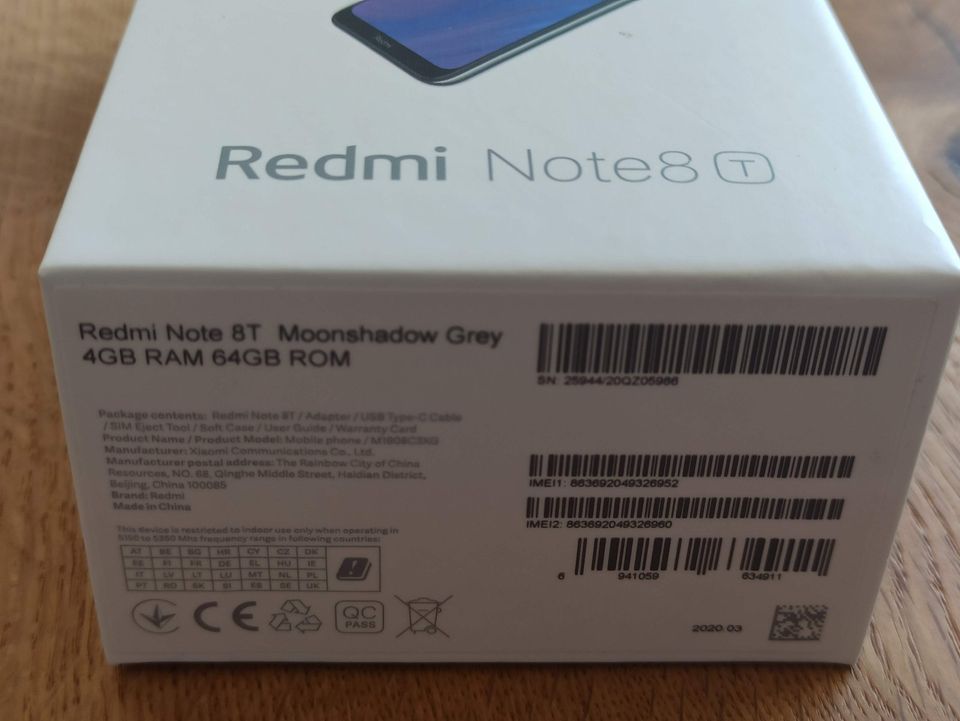 Xiaomi Redmi Note 8T 64GB blau mit OVP voll funktionstüchtig in Winden