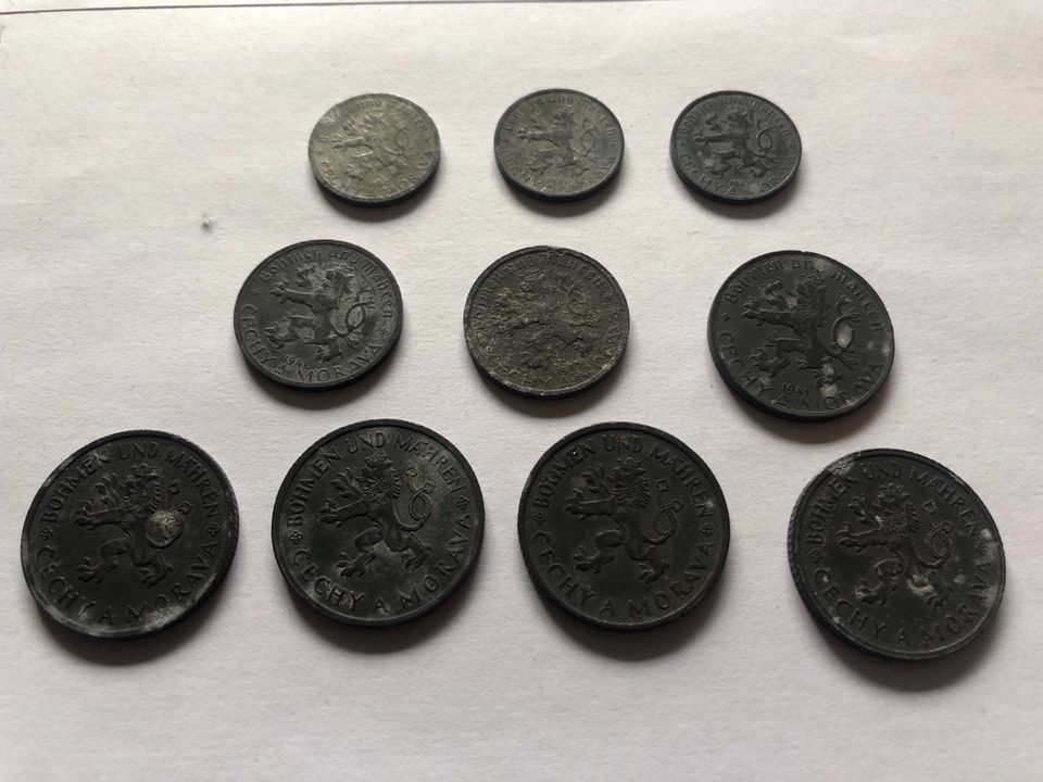 Protektorat Böhmen und Mähren 10 verschiedene Münzen in Hanau
