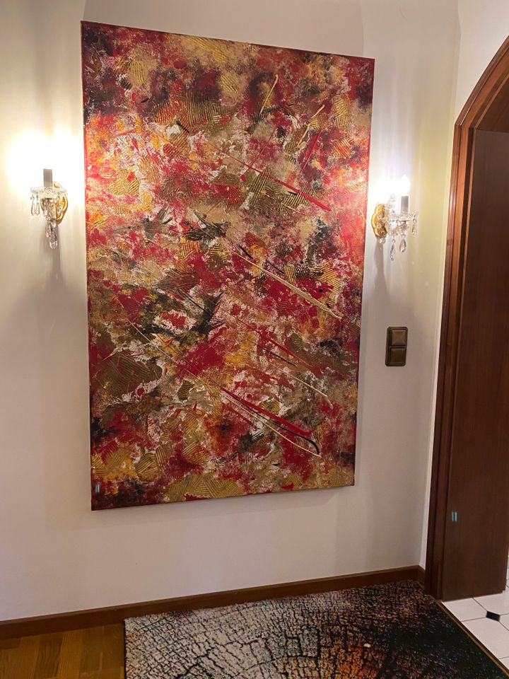 Gemälde abstrakt rot: 150 x 110 cm, neuwertig in Igel