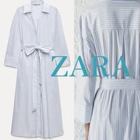 Zara Kleid Hemdblusenkleid Midi Streifen Gürtel M Baumwolle Popel Hannover - Mitte Vorschau