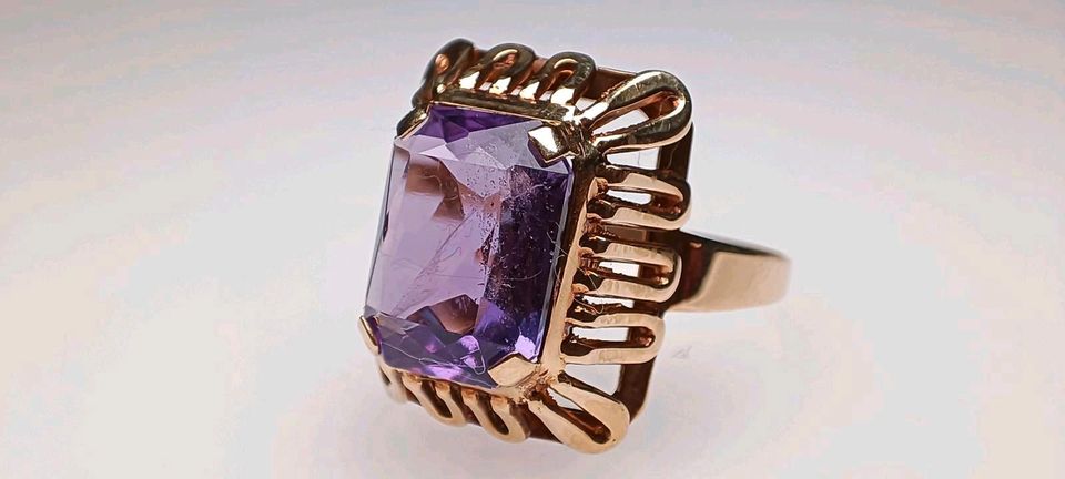 Antiker großer Amethyst Ring 585 Gold 14k 57 in Reinstorf