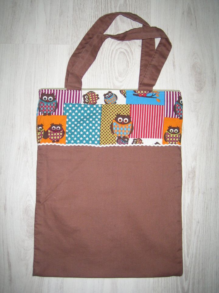 Tasche Stoffbeutel Beutel Shopper mit Eulenmuster Unikat in Gera