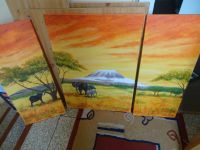 Triptychon 3-tlg. Bild mit Elefanten vor Kilimandscharo Bayern - Feucht Vorschau